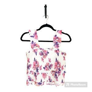 THML floral smock crop top